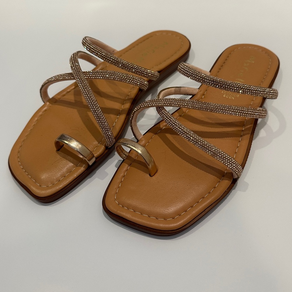 Rose Gold Strappy Flat Sandals